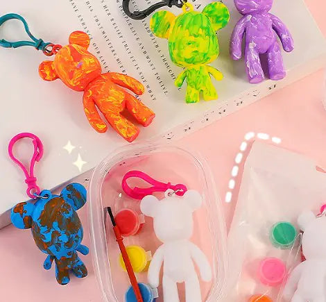 DIY Fluid Art Bear Keychain Craft Kit (Wholesale)